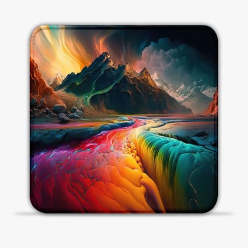 LJSPTU Gaming Mouse Pad Rainbow River Portable (8-inch SU Cloth Mouse Pad Stitched Edges Non-Slip Base 360° Smooth Tracking for Esports, Compact for Travel Gaming Setup