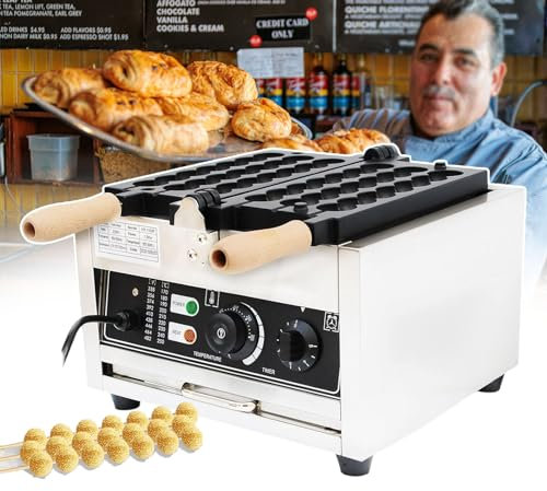 GLJTUO Gaufrier À Bulles Électrique, Machine À Gaufres Commerciale, avec Bouton De Contrôle De La Température Et Bouton De Minuterie, Température Réglable De 50 ℃ À 300 ℃,