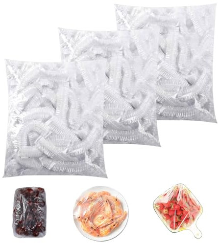 Lot de 300 couvercles pour aliments, film alimentaire, avec élastique, réutilisables, pour le stockage des aliments, la poussière, la conservation des fruits