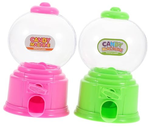 Abaodam Mini Candy Dispenser Machine for Kids 2pcs Vending Machine Toys Rainbow Popcorn Design in Pink and Green Birthday Party Favor