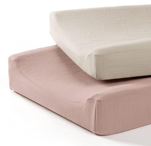Stylebest Sábanas para Cambiador. 2 Fundas para Cambiador, Suaves y Transpirables, de Color Liso, para bebé. (Albaricoque Rosa)
