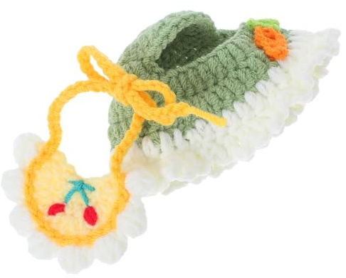SOPOTUTU Cappellino e Bavaglino per Bambola Accessori Costume in Intrecciato Copricapo Adorabile per Foto Festival e Cosplay Compatibile con Labubu
