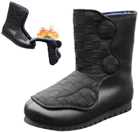 Zapatos para Pie Diabéticos Mujer Hombre Cálido Ajustables Botas de Nieve con Peluche Forro Ancho Comodos Antideslizante Botas de Invierno para Artritis Edema