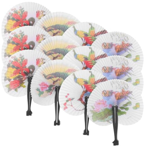 Alasum 20pezzi Ventagli Pieghevoli Rotondi in Carta Stile Cinese con Manico in Plastica Ventagli Portatili Decorativi Fiore per Danza Matrimoni e Feste Estive Stili Multipli