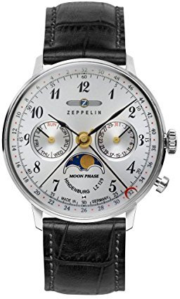 Zeppelin Unisex Chronograph Quarz Uhr mit Leder Armband 7037-1