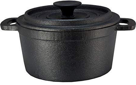 Pentola in ghisa con coperchio, 14 cm, per arrosti, grigliate e piatti unici