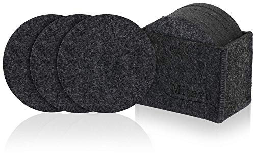 Mitavo Filzuntersetzer Rund - 10er Premium Set mit Box, Glasuntersetzer in Grau für Glas, Getränke, Gläser, Tassen