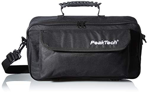 PeakTech P 7400 – Tragetasche für Oszilloskope & Messgeräte, Transporttasche mit Polsterung, Zubehörtaschen mit Klettverschluss, Schultergurt, Stabiler Handgriff – 380 x 210 x 140 mm (Schwarz)