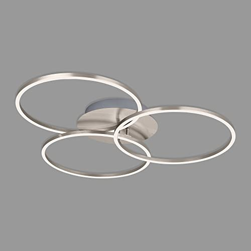 BRILONER - Plafoniera LED Soffitto, Lampadario led Dimmerabile, Lampadario soggiorno, lampadario cucina, Include funzione di Memoria, 40 Watt, 4.400 Lumen, 3.000 Kelvin, Nickel, 717x674x103mm (LxWxH)