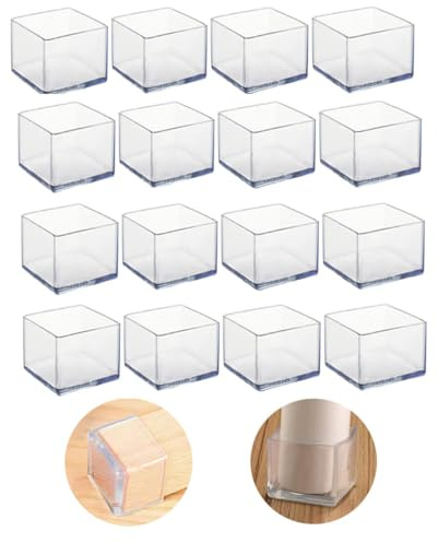 Lot de 16 protecteurs de Pieds de Chaise carrés en Silicone de 30 x 30 mm pour Pieds de Chaise, Capuchons de Pieds de tabourets pour éviter Les Rayures sur Les sols en Bois Dur et réduire Le Bruit