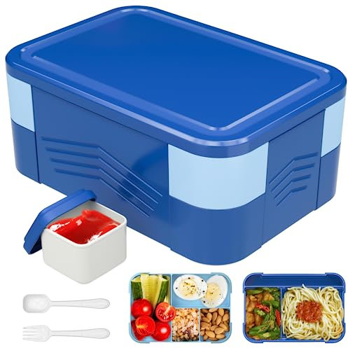 Brotdose Kinder mit Fächern, 1550ML Bento Box Kinder BPA Frei, Auslaufsicher Brotdose Kindergarten Mit 6 Fächern, Lunch Box mit Besteckse für Erwachsene,Mädchen,Jungen, Mikrowelle/Geschirrspüler
