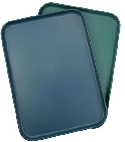 Zfseyuh Plateau de Service 2 Pièces Rectangulaire en Plastique pour Restauration Rapide, Petit Déjeuner, Cuisine, Café, Salle à Manger 22 * 30,5cm