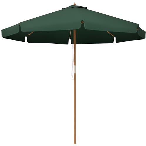 Outsunny Sombrilla Terraza Exterior Ø325 cm con Sistema de Polea Verde