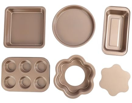 PerGar 6-teiliges Backformen-Set, Antihaftbeschichtetes Backgeschirr-Set, Backform und Backblech-Set, Ofen-Backgeschirr-Backset aus Kohlenstoffstahl, Küchen-Kochgeschirr-Pfanne für