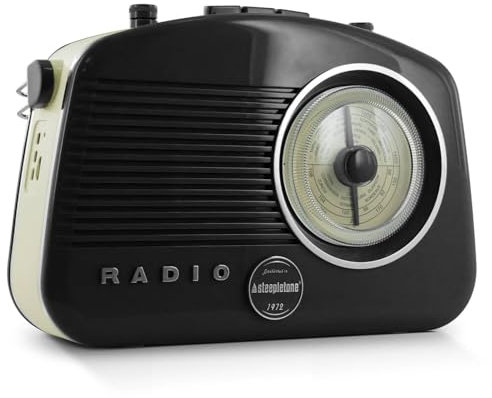 Steepletone Brighton BT 60s Retro Portable MW/LW/FM Radio with Bluetooth - Black