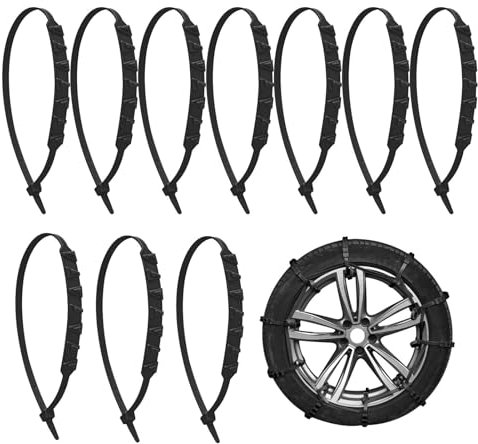 Catene da neve | 10 fascette stringicavo per pneumatici invernali | Catene regolabili antiscivolo | Riutilizzabili per motocicli/scooter