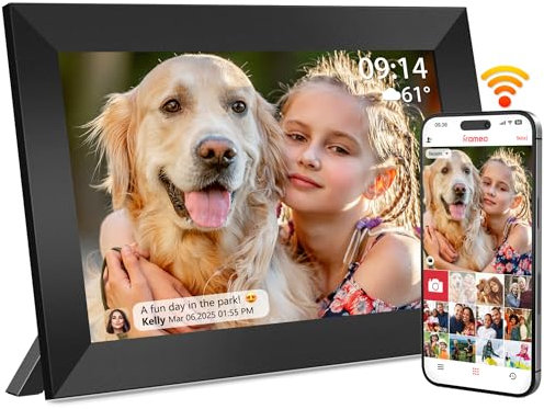 ARJudy Digital Photo Frame 10.1IN, Wifi Frameo Electronic Picture Frame 1280*800 HD IPS Touch Screen with 32GB Storage, Auto Rotate, Quick & Easy Set, Free Photo and Video Sharing via Frameo App-Black