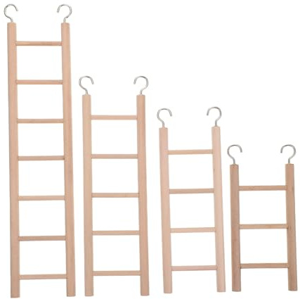 iplusmile Scala in Legno per Pappagalli Giocattoli da Arrampicata Sicuri 4 Pezzi Materiale Sintetico Resistente per Gioco e Masticazione per Gabbia di Uccelli