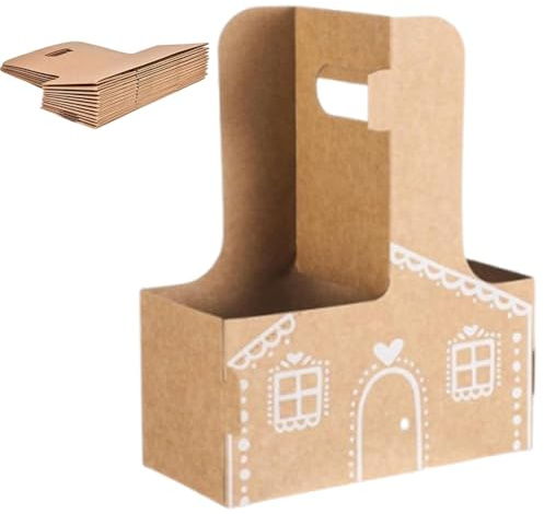 Scatola regalo natalizia/portabicchieri a forma di casetta di pan di zenzero, grandi scatole for bevande e dolcetti a forma di casetta di pan di zenzero, porta caramelle natalizie for regali(20PCS)