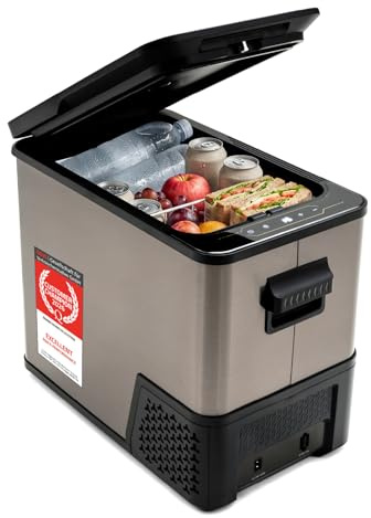 TZS First Austria Glacière à Compresseur Portable 38L - Jusqu'à -20°C - 41 dB - 12V 24V 230V - Anti-Traces - pour Voiture Camping Voyage - Dark Steel