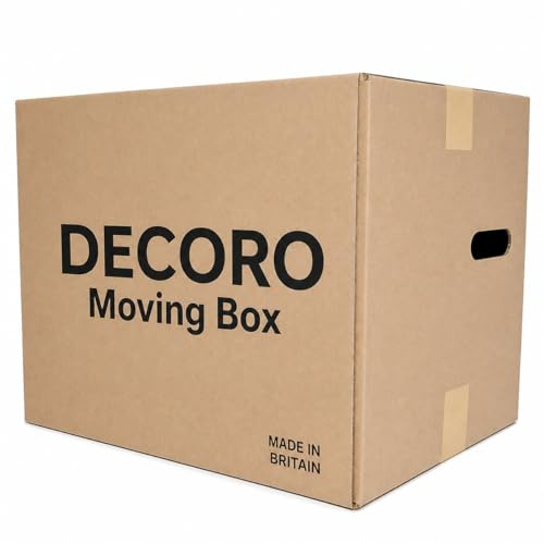 DECORO 10 Pack Large Cardboard Moving Boxes 52x30x30cm (47L) – Heavy Duty Packing Boxes with Handles – Strong Storage Boxes for House Moving, Shipping & Storage