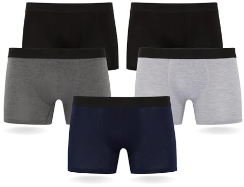 FM London Bóxers para hombre paquete de 5 con tecnología de protección contra olores HyFresh, Surtido Oscuro, L