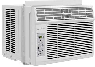 Amazon Basics 6000-BTU Window Air Conditioner with Quiet Operation, Up to 250 Sqf, Cool and Fan Functions, Washable Filter, Adjustable Window Kit, Digital Temperature Display, Remote Control, White