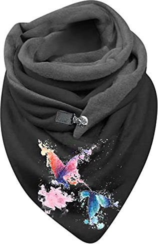 Dorjuli Kariert Schal Winter Damen Baumwolle Warme Soft Removable Poncho Kaschmir-Schal mit Button Valentinstag für eine Familie oder eine Freundin,Schal Valentinstag Gift,Schwarz-c,Einheitsgröße