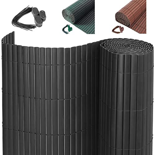 FUKEA PVC Privacy Screening Fencing Shield Screen 6.56ft High for Garden, Balcony and Terrace/with Cable Ties/Waterproof/Natural Wind and Sun Border Protection Outdoor(Grey,200 x 300cm)