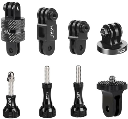 HSU Aluminum Camera Mount Kit for GoPro, Extension Arms for Hero 13/12/11/10/9/8/7/6/5/4/3, Camera Adapter for Insta 360 Cameras and Osmo Action