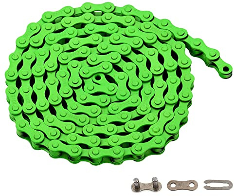 Single-Speed Bike Chain 1/2 x 1/8 Inch, 122 Links (122L, Green, 1)