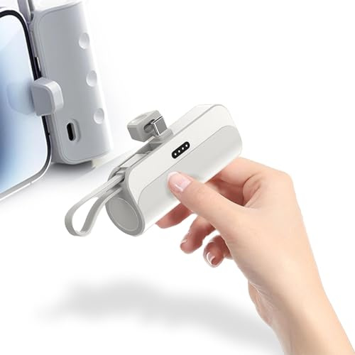 YUYTE Bärbar miniladdare, powerbank, multifunktionell, integrerad kabel för IOS-gränssnitt, typ C, 2-i-1 mini USB-C-powerbank för nödbatterier (ingår ej i leveransen