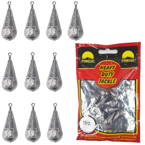 PRO FILSTAR Basic blyfiske set 10 x 16 g – blyfiske med virvlar – fiskeblyset – grundfiske – päronbly – blyvikt – fiskebly – fiskevikt – blyvikter – karpblysats