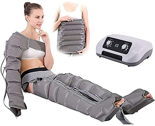 Presoterapia Para Casa Compresor Aire Masajeador Pies Y Piernas Brazos Cintura Botas Compresión Máquina Salud Con Cámara 6 Cavidades Para Alivio Dolor Muscular, dre(Color:Abdomen +Piernas+Brazos+Gris)