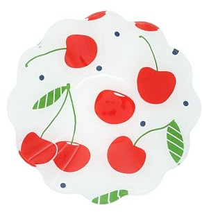 Pavilion Gift Company - Cherries - 6 Waved Edge Glass Serving 10 Oz Bowl Vintage Red Kitchen Decor Summer Serveware