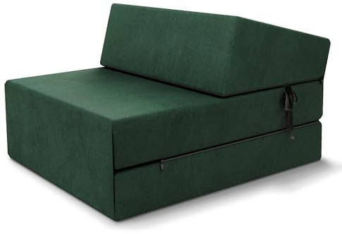 FDM Klappmatratze Suzi 70x200 cm Kaltschaum Gästematratze Höhe 14 cm Härtegrad H3 Öko-Tex Allergikergeeignet Bezug Trinity Waschbar dunkelgrün