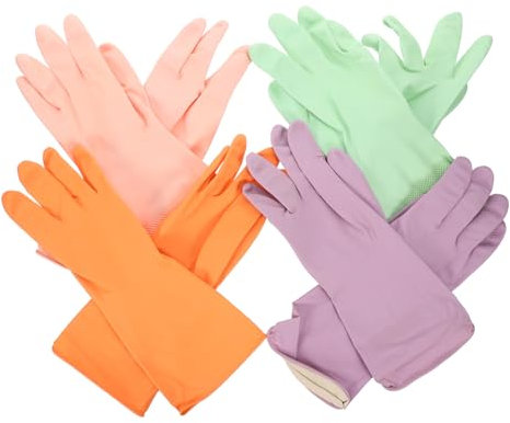 SEWOART 4 Paar Wiederverwendbare Spülhandschuhe Küchenhandschuhe Zum Geschirrspülen Haushaltshandschuhe Für Reinigung