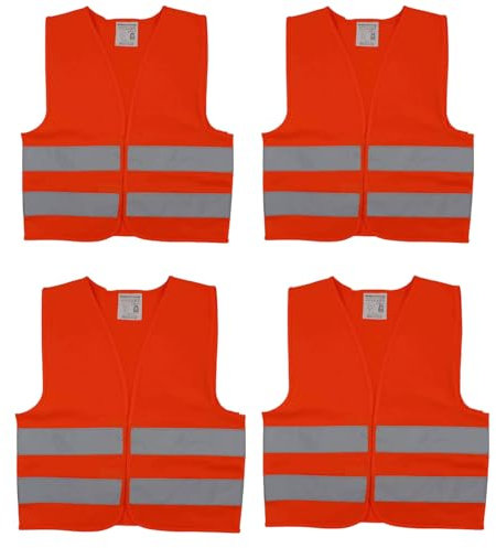 Yitobici Warnwesten Auto, 360° Sicherheitsweste, Reflektierend Weste Waschbar, Universalgröße, Fahrer,für Radfahrer, Polizei, Arbeiter, 4 Stück(orange)