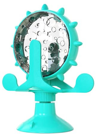 Katzen Intelligenzspielzeug Interaktives Snack-Spender-Spielzeug für Haustiere, laufrad Katze Spielzeug Übungsrad-Fütterungsspielzeug mit Saugnäpfen für Hunde und fummelbrett für Katzen(Blauer See)