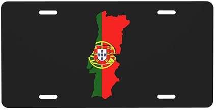 Placa de matrícula con Mapa del Terreno de Portugal para la Parte Delantera del Coche, Placa de matrícula de 6 x 12 Pulgadas, Placa de Metal para Coche, Etiqueta Decorativa novedosa y vanidosa