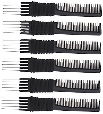 DRESSOOS 6 Piezas Peine De Horquilla De Acero Profesional Para Cardar Peine Portátil De Multifunción Para Uso Salón De Belleza
