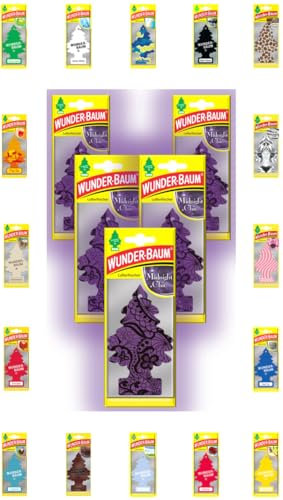 Wunder-Baum Profumo per auto, deodorante a forma di albero profumato, 5 pezzi + penna light-tribe (Midnight Chic)