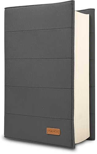 HANOI Collection® Verstellbare gepolsterte Buchhülle. Große gepolsterte Schutzhülle für Bücher. Buchcover-Hülle (Dunkelgrau, Kleine)