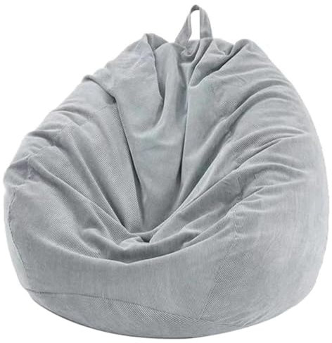 Highdi Bean Bag 85x110cm(No Filler),Corduroy Bean Bags Adult, Grey BeanBag Chair,Washable Lazy Sofa Soft Comfortable Indoor Outdoor for Garden Living Room Furniture