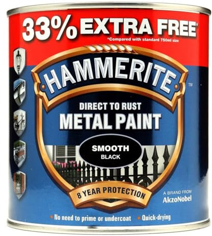 Direct to Rust Metal Paint Smooth Finish – Black, 1L (Pack of 1) | Anti-Rust Protection | Quick-Drying, Long-Lasting Metal Paint for Indoor & Outdoor Use