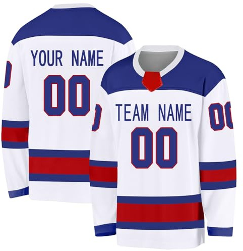 Maillot de hockey sur glace personnalisé imprimé à manches longues, imprimé avec votre numéro de nom, uniformes de hockey personnalisés pour hommes, femmes, enfants et jeunes, 1-Rouge, L