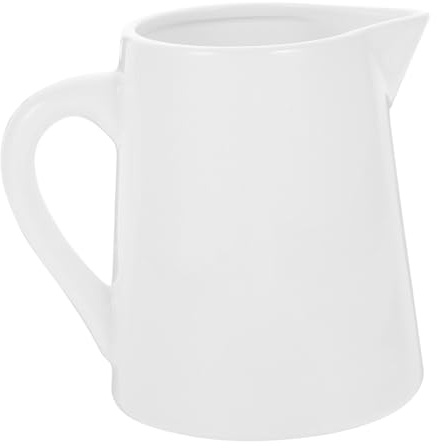 GRIRIW Jarra de Leche Cerámica Blanca Asa 500Ml Dispensador de Salsas para Café y Accesorios de Cocina