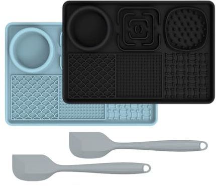 Bibykivn Tapis de Léchage pour Chien et Chat - Accessoires dAlimentation Lente en Silicone avec Ventouses Anti-Glisse, Réduit lAnxiété, Facile à Nettoyer, Idéal Friandises Beurre Yaourt Bain