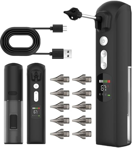 BAIFULAI Detergente elettrico per cerume, pulitore per le orecchie per adulti, 2000 mAh, pulitore elettrico per le orecchie con 10 ugelli, 3 modalità, 8 livelli di pressione, IPX7, impermeabile per la