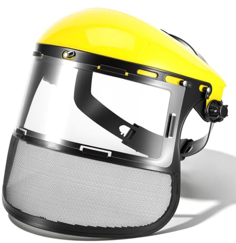 YUNYODA Visera Facial, Cortadora de Césped de Jardín Escudo Facial Casco Sombrero Protección Protección Ocular Visor de Cubierta Facial (Amarillo-Actualizada)